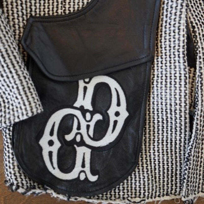 Dylan Lex Jagger Riding Jacket Black White Tweed Velvet Collar Leather Pocket Xs — image 3 of 8